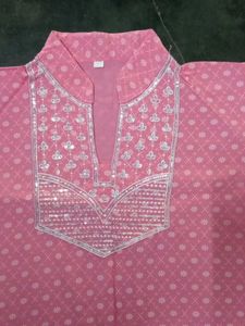 Pink Embroidered Kurti
