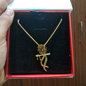 Krishna Flute Gold Pendant Necklace