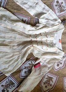 Elegant Ivory Chanderi Cotton Kurti