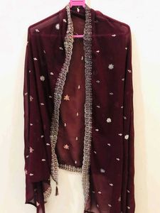 Burgundy Embroidered Fabric