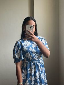 Blue Floral Midi Dress