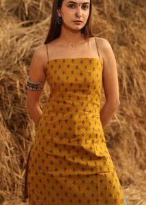 nishorama mustard noodle strap corset kurti