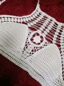 White Beautyful Corchet Top For Women
