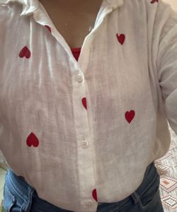White Heart Printed Shirt