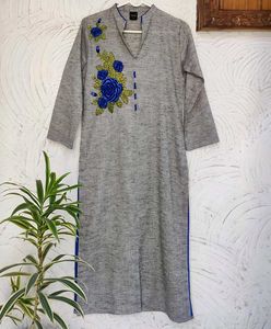 💙🩶 Khadi Look Embroidered Kurta