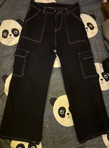 Black Wide Leg Cargo Pants