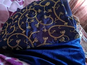 Royal Blue Velvet Saree - Unused