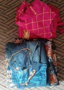 pink and Blue Lehenga Choli Combo Set