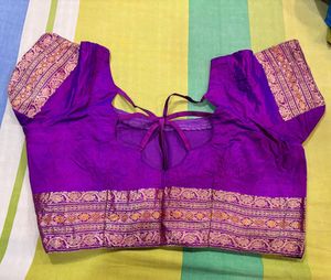 Green Violet  Embroidery Sari With Blouse