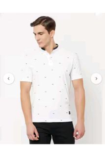 Cantabil Regular Fit Micro Print Cotton Tshirt