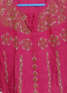Pink Embroidered Kurta