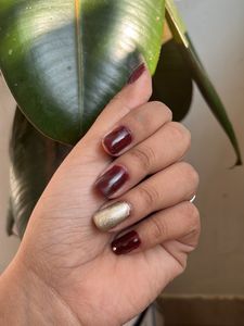 Burgundy & Gold Nail Polish