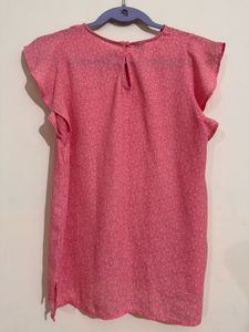 Pink Floral Flutter Sleeve Top