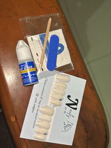 Milky White Press-On Nails with Evil Eye