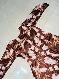 Brown Patterned Midi Dress