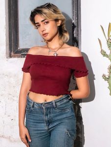 Burgundy Off-the-Shoulder Top