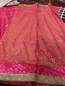 Elegant Lime Green Saree with Golden Embroidered B