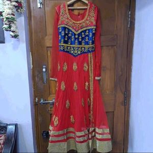 Elegant Red Embroidered Anarkali Suit