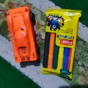 Orange Toy Car &amp; a small sketch colour
