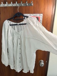 White Long Sleeve Beachy Shirt