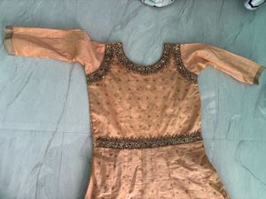 Peach Anarkali Kurta with Embellishments