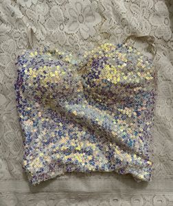 Iridescent Sequin Crop Top