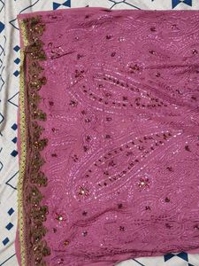 Women Pink Georgette Embellished Kurti