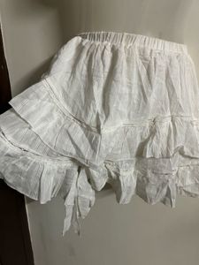 Tiered Ruffle White Skirt