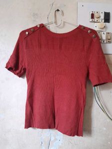 Rust Ribbed Knit Top