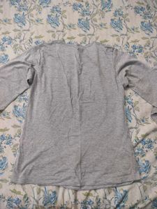 Casual Grey Full Sleeves T-shirt