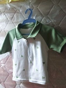 Cute Green &amp; White Heart crop top