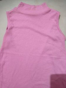 Pink Sleeveless Mock Neck Top