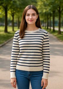 Woolen Striped Long Sleeve Top