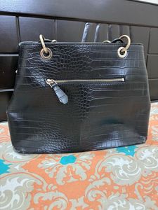 Guess Black Croc Tote Bag