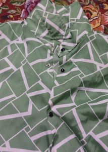 Geometric Print Button Down Shirt