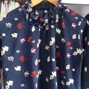 Navy Printed Blouse