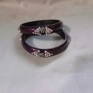 Wooden Bangles Set Women Purple Bracelet Jewellery