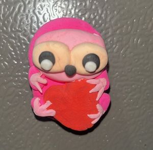 Pink Owl refrigerator magnet