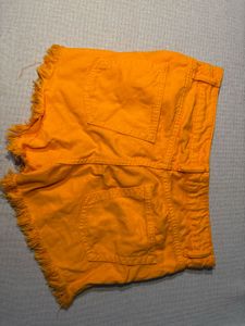 Primark Cares Bright Orange Denim Fringe Shorts