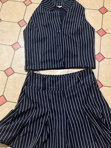 Striped Vest & Skirt Set