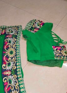 Green Embroidered Saree