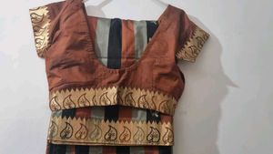 Elegant Striped Saree with Stiched Blouse