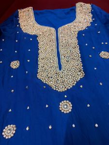 Stone Work Blue Kurta Set