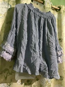 Blue Off-Shoulder Blouse