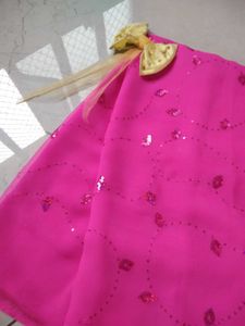 Pink Embellished Saree