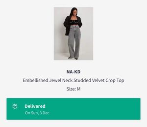 Na-kd Embellished Velvet Top