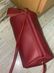 Burgundy Barrel Crossbody Bag