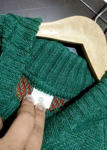 Green &amp; Multi Printed Sweater For 4-5 Year Boy