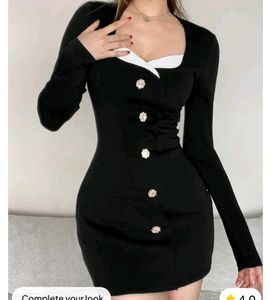 Chic Black Mini Dress with Buttons