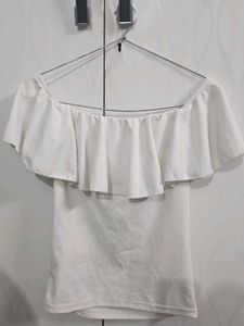 White Ruffle Off shoulder Top
